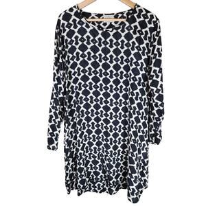 MASAI Black White Semi Sheer Lightweight Flowing Long Tunic Top SZ L